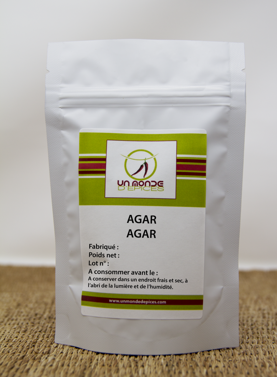 Agar Agar en Poudre - Algue Alimentaire Coupe Faim - Sachets en Vrac 100g